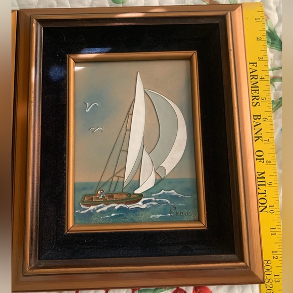 E'nore Set of 2 Oil Enamel Cloisonné on Copper Framed Eleanore Forrestal Lot MCM - Picture 10 of 10